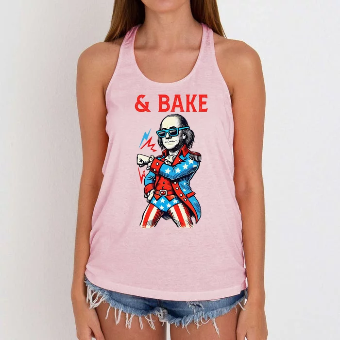 Funny Shake And Bake 4th Of July Couple Matching & Bake Women's Knotted Racerback Tank