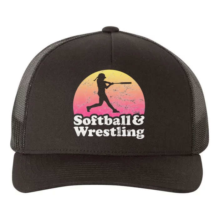 Funny Softball and Wrestling  or Girls Wrestler Yupoong Adult 5-Panel Trucker Hat