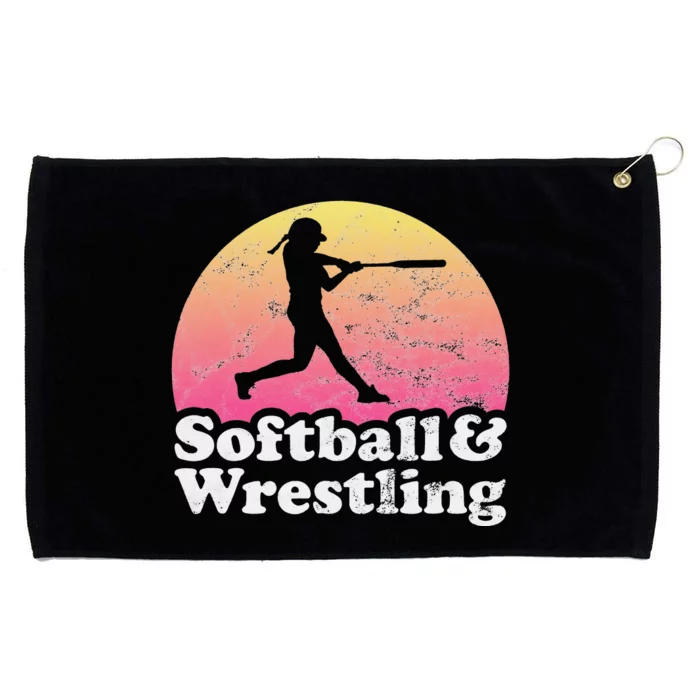 Funny Softball and Wrestling  or Girls Wrestler Grommeted Golf Towel