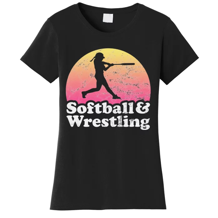 Funny Softball and Wrestling  or Girls Wrestler Women's T-Shirt