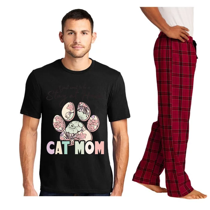 Funny Stay At Home Cat Mom Pajama Set