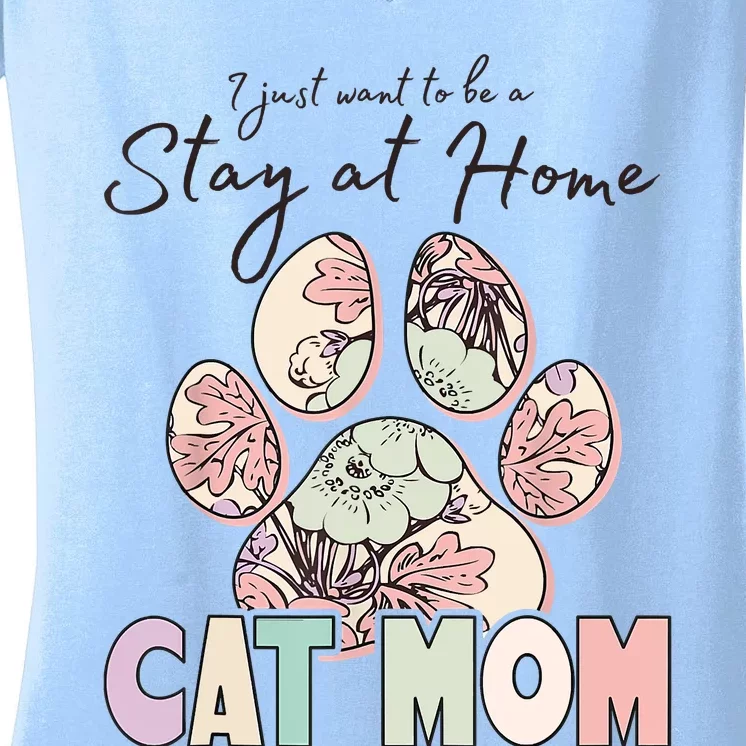 Funny Stay At Home Cat Mom Women's V-Neck T-Shirt