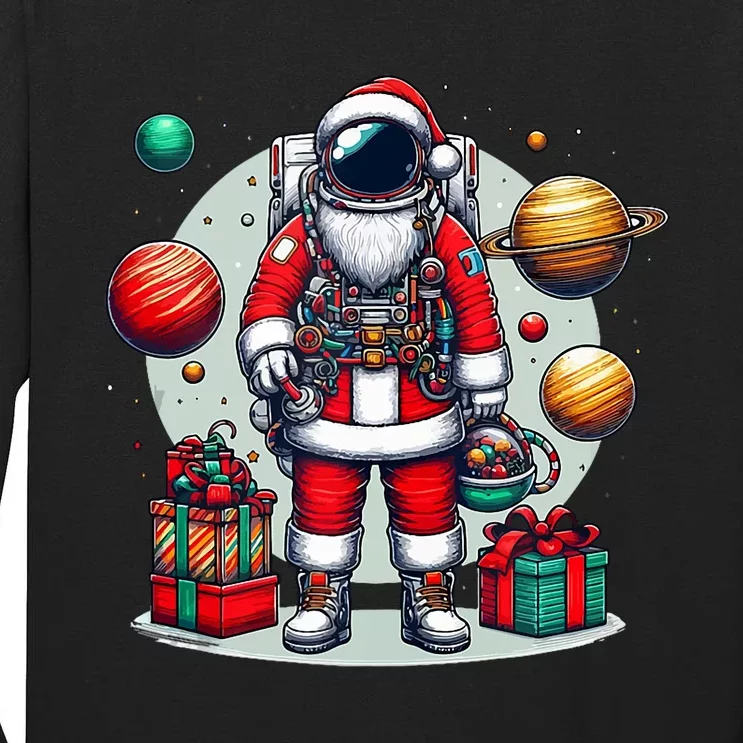 Funny Santa Astronaut Christmas Planets Space Xmas Tank Top Tall Long Sleeve T-Shirt