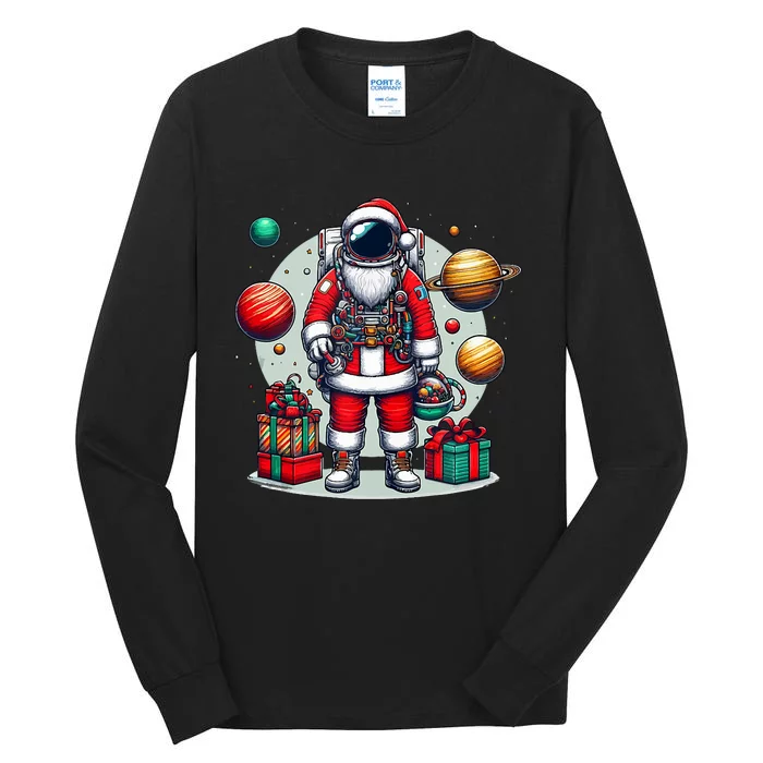 Funny Santa Astronaut Christmas Planets Space Xmas Tank Top Tall Long Sleeve T-Shirt