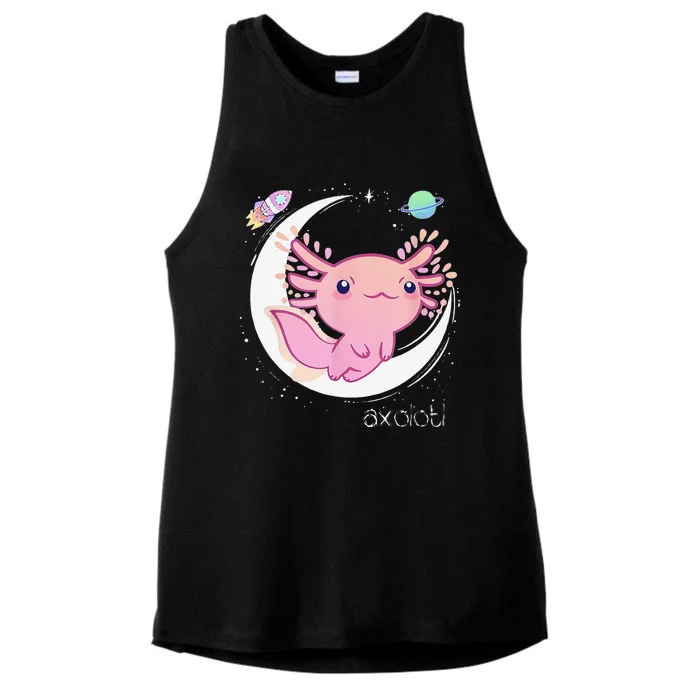 Funny Space Axolotl Kawaii Pastel Goth Japan Anime Comic Ladies Tri-Blend Wicking Tank