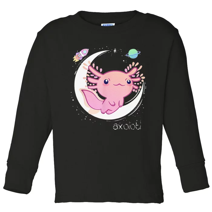 Funny Space Axolotl Kawaii Pastel Goth Japan Anime Comic Toddler Long Sleeve Shirt