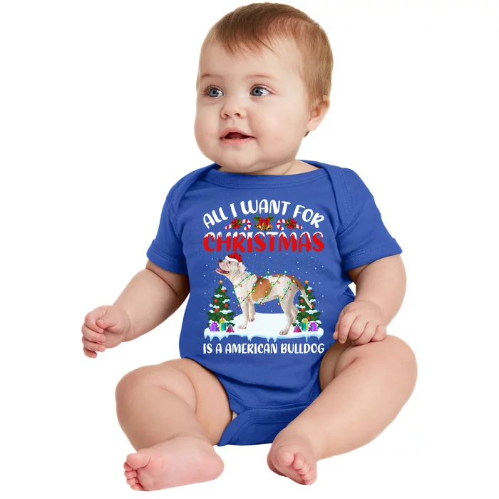 Funny Santa All I Want For Christmas Is A American Bulldog Gift Baby Bodysuit