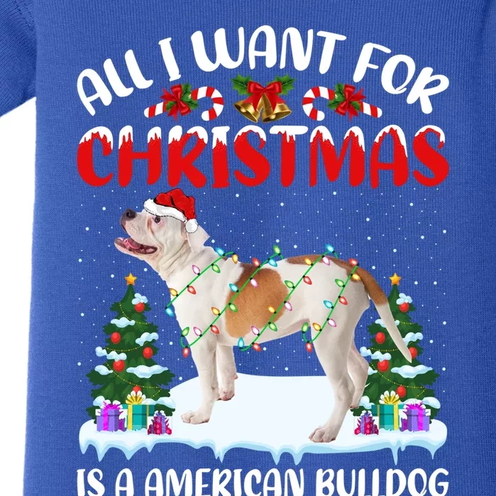 Funny Santa All I Want For Christmas Is A American Bulldog Gift Baby Bodysuit