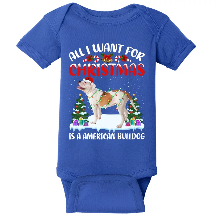 Funny Santa All I Want For Christmas Is A American Bulldog Gift Baby Bodysuit