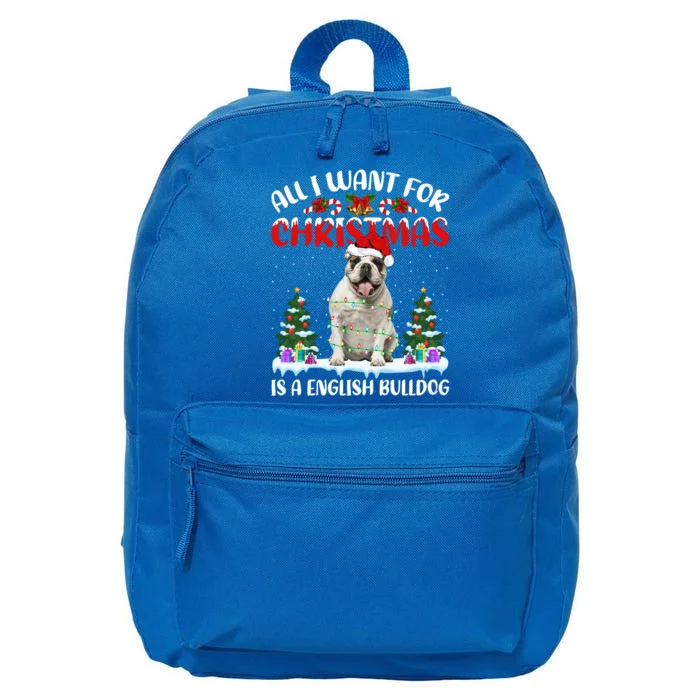 Funny Santa All I Want For Christmas Is A English Bulldog Gift 16 in Basic Backpack