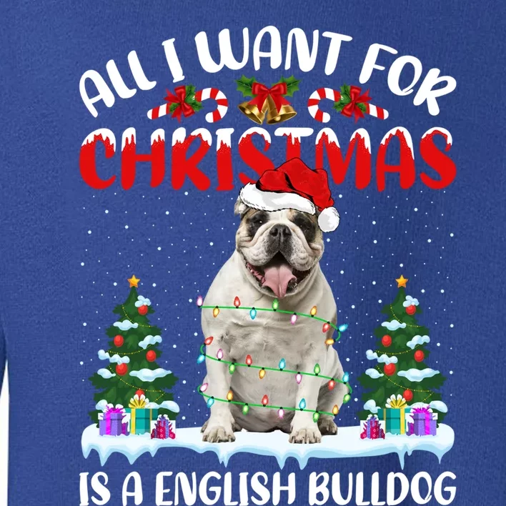 Funny Santa All I Want For Christmas Is A English Bulldog Gift Toddler Sweatshirt