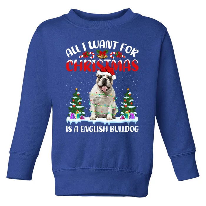 Funny Santa All I Want For Christmas Is A English Bulldog Gift Toddler Sweatshirt