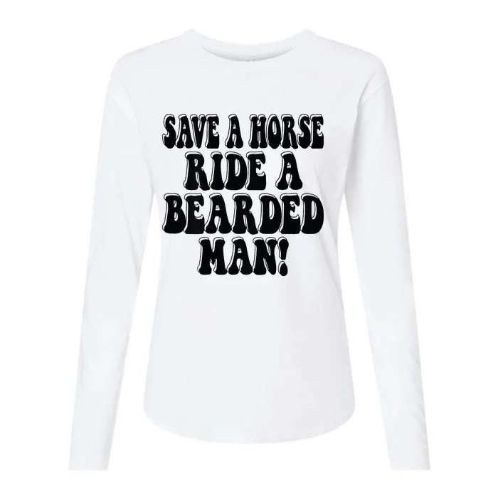 Funny Save A Horse Ride A Bearded Man Womens Cotton Relaxed Long Sleeve T-Shirt