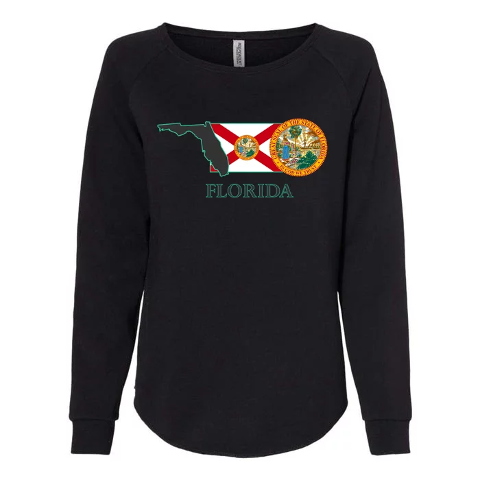 Florida Seal And Flag Womens California Wash Sweatshirt