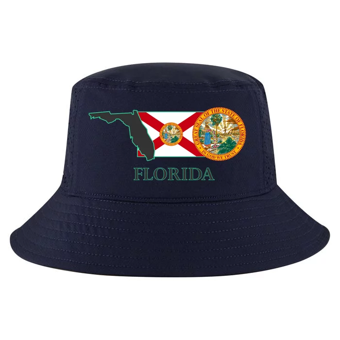 Florida Seal And Flag Cool Comfort Performance Bucket Hat