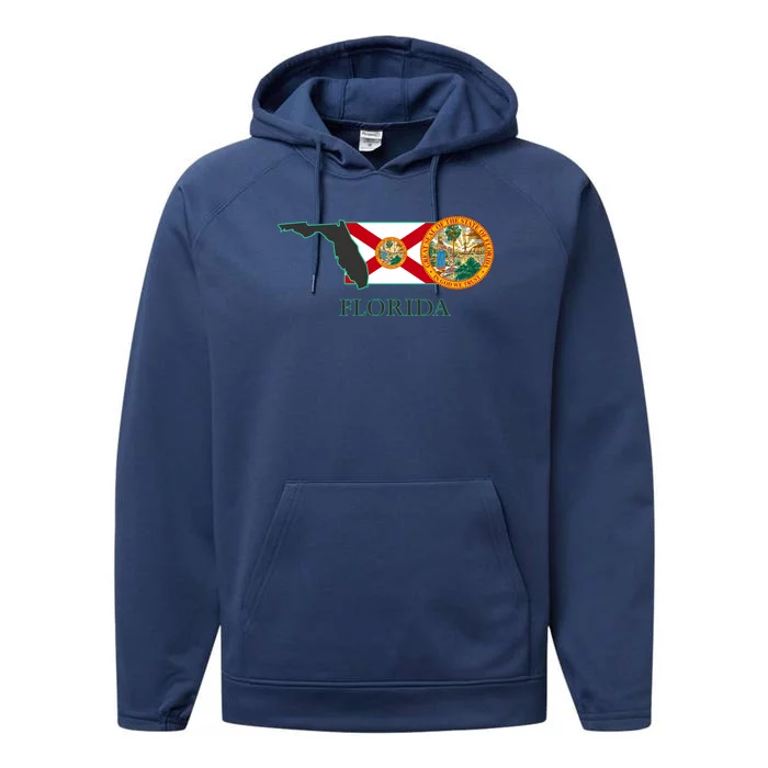 Florida Seal And Flag Performance Fleece Hoodie