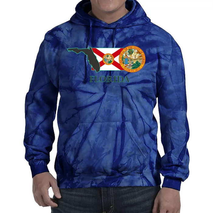 Florida Seal And Flag Tie Dye Hoodie