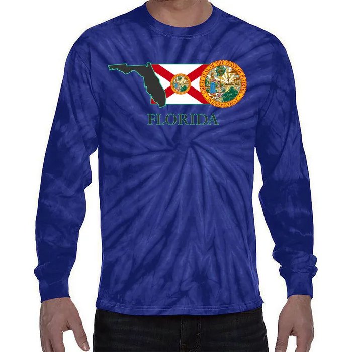 Florida Seal And Flag Tie-Dye Long Sleeve Shirt