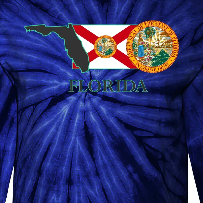 Florida Seal And Flag Tie-Dye Long Sleeve Shirt