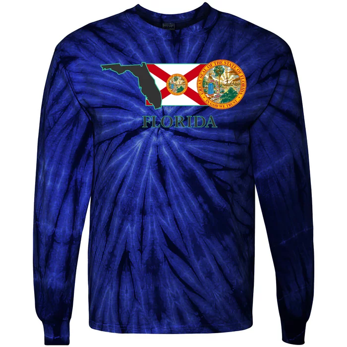 Florida Seal And Flag Tie-Dye Long Sleeve Shirt