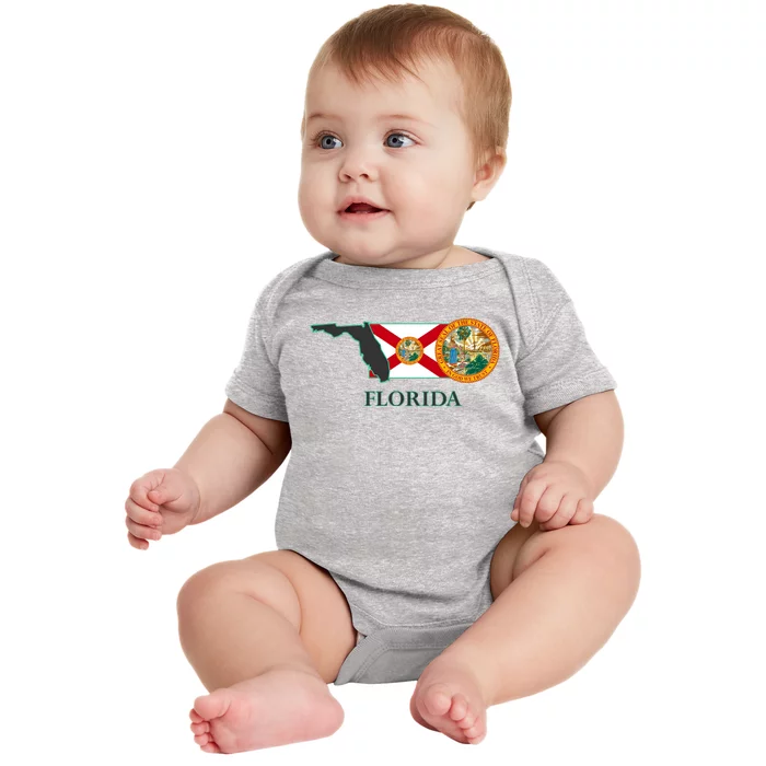 Florida Seal And Flag Baby Bodysuit