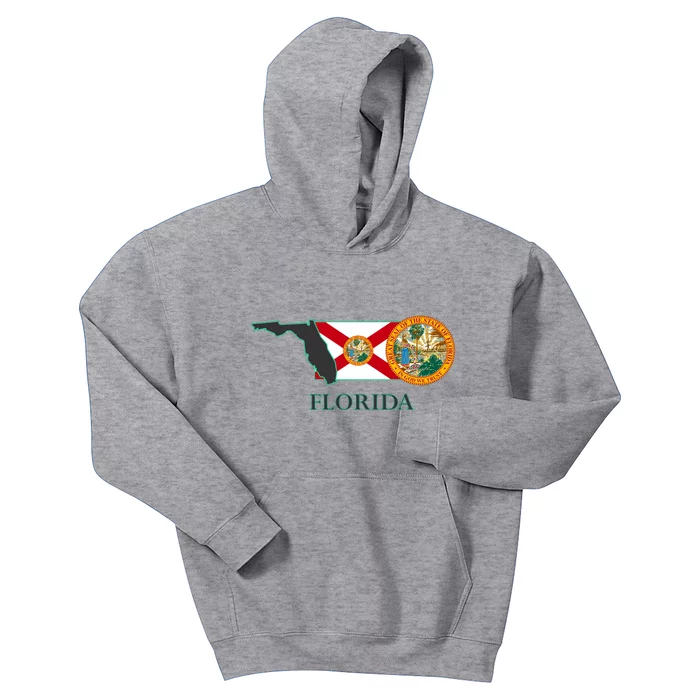 Florida Seal And Flag Kids Hoodie