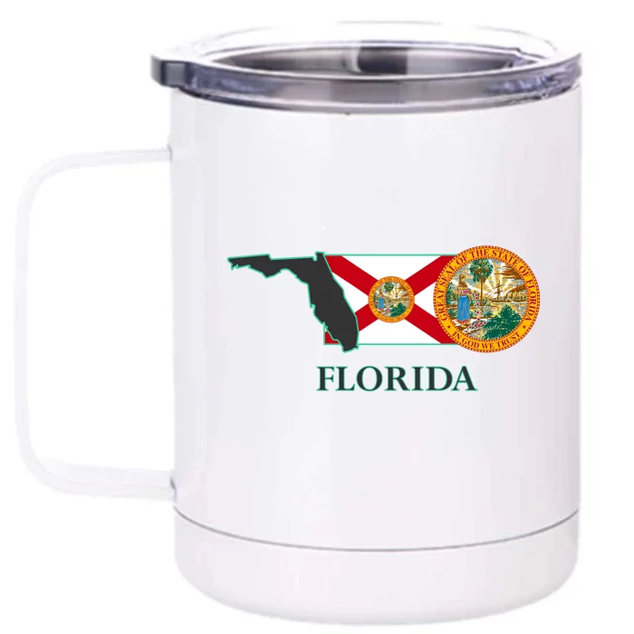 Florida Seal And Flag Front & Back 12oz Stainless Steel Tumbler Cup