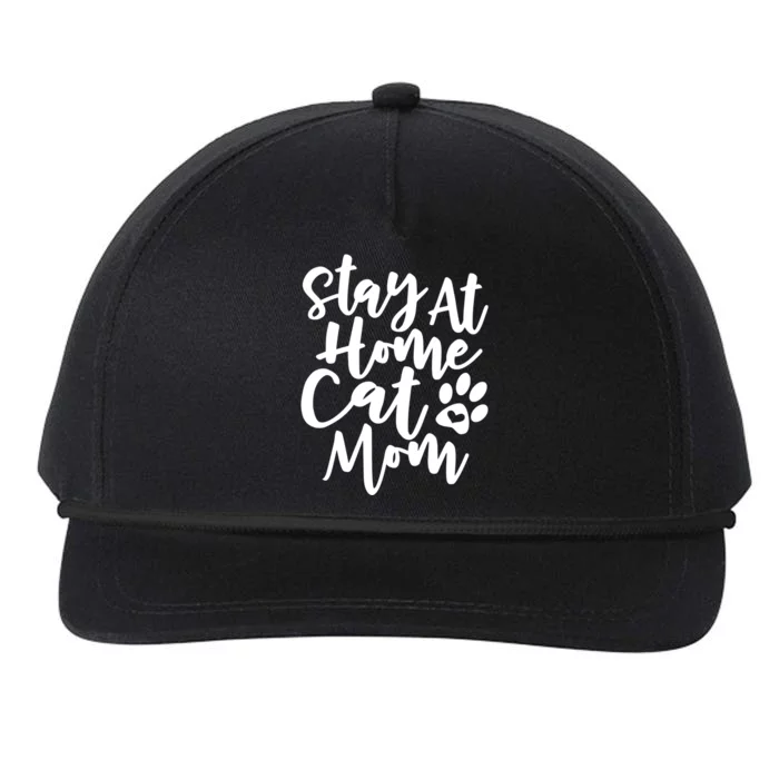 Funny Stay At Home Cat Mom Rescue Foster Cats Design Gift Snapback Five-Panel Rope Hat