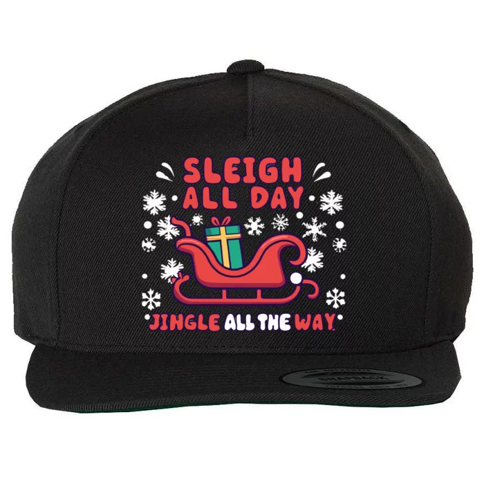 Funny Sleigh All Day Jingle All The Way Christmas Design Gift Wool Snapback Cap