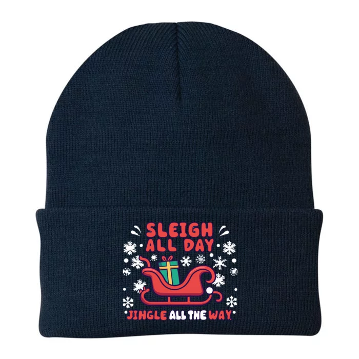 Funny Sleigh All Day Jingle All The Way Christmas Design Gift Knit Cap Winter Beanie