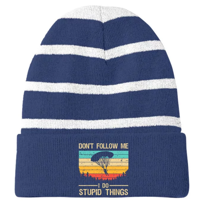 Funny Skydiving Art For Men Women Skydiver Skydive Lovers Striped Beanie with Solid Band