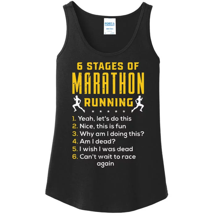 funy Sport Athlete 6 Stages Of Marathon Running Ladies Essential Tank