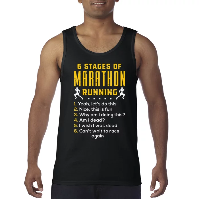 funy Sport Athlete 6 Stages Of Marathon Running Tank Top