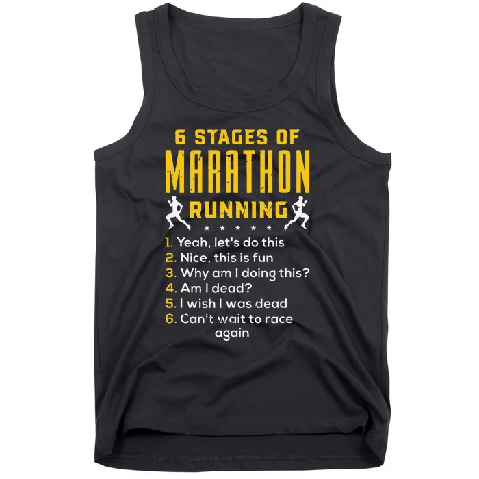 funy Sport Athlete 6 Stages Of Marathon Running Tank Top