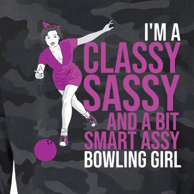 Funny Smart Assy Bowling Gift For Classy Bowler Women Cropped Pullover Crew