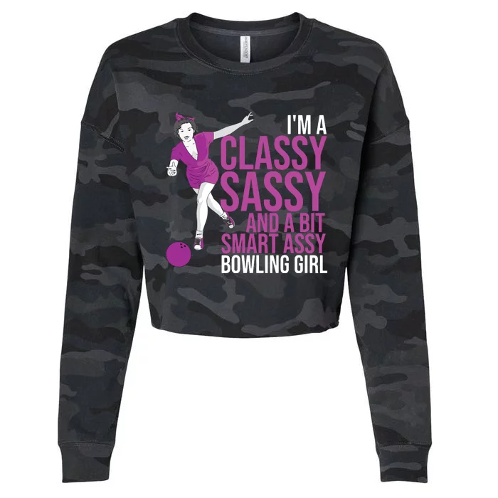 Funny Smart Assy Bowling Gift For Classy Bowler Women Cropped Pullover Crew