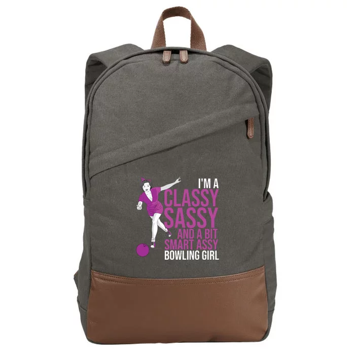 Funny Smart Assy Bowling Gift For Classy Bowler Women Cotton Canvas Backpack