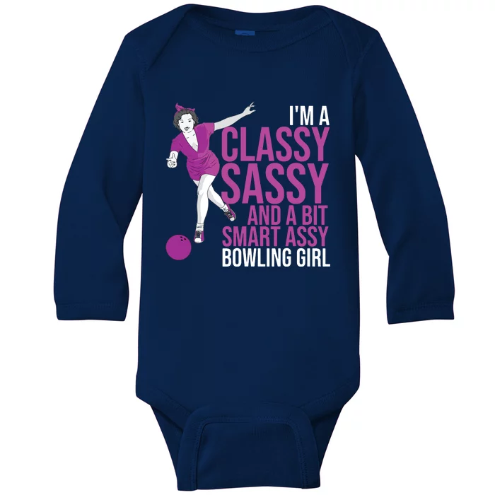 Funny Smart Assy Bowling Gift For Classy Bowler Women Baby Long Sleeve Bodysuit