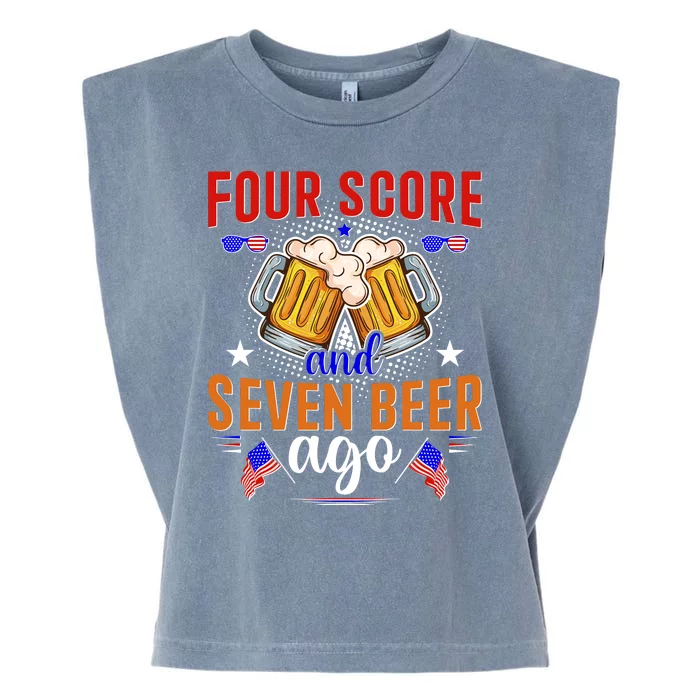 Four Score And Seven Beer Ago 4th Of July Garment-Dyed Women's Muscle Tee