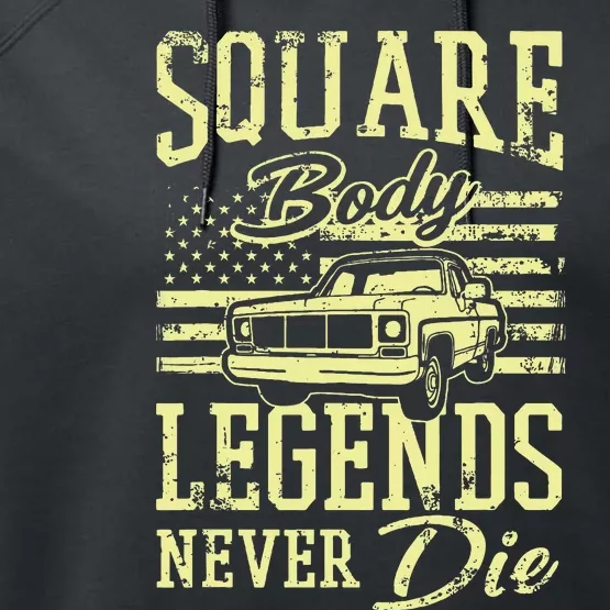 Funny Squarebody American Flag Classic Truck Performance Fleece Hoodie