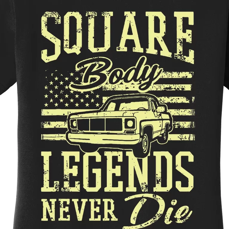 Funny Squarebody American Flag Classic Truck Women's T-Shirt