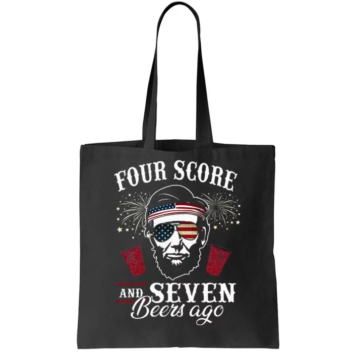 Four Score And 7 Beers Ago 4th Of July Drinking Tote Bag