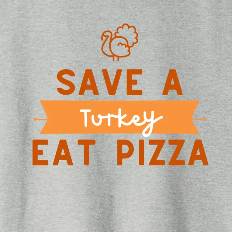 Funny Save A Turkey Eat Pizza Thanksgiving Adult Vegan Gift Women's Crop Top Tee