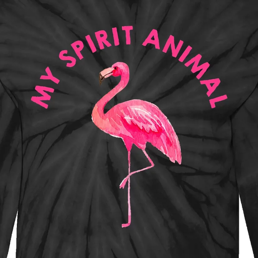 Flamingo Spirit Animal Cute Flamingo Lover Tie-Dye Long Sleeve Shirt