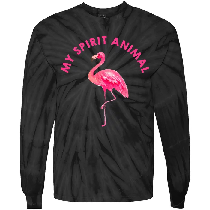 Flamingo Spirit Animal Cute Flamingo Lover Tie-Dye Long Sleeve Shirt