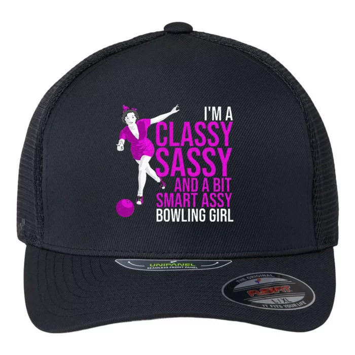 Funny Smart Assy Bowling Girl Gift For Classy Bowler Women Flexfit Unipanel Trucker Cap