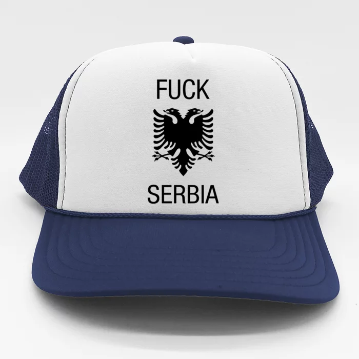 Fuck Serbia Albanian Flag Trucker Hat