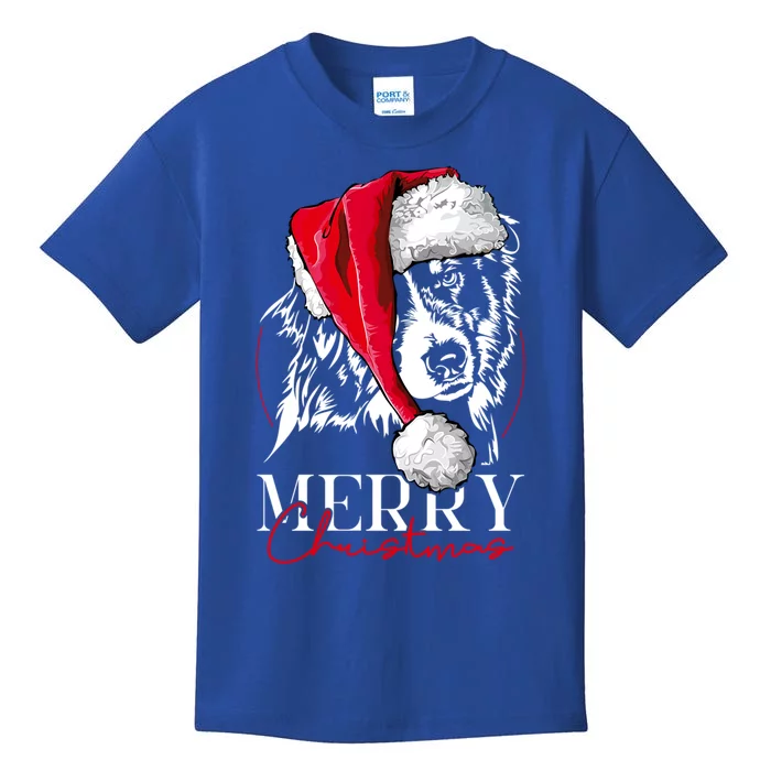 Funny Santa Aussie Australian Shepherd Merry Christmas Dog Gift Kids T-Shirt