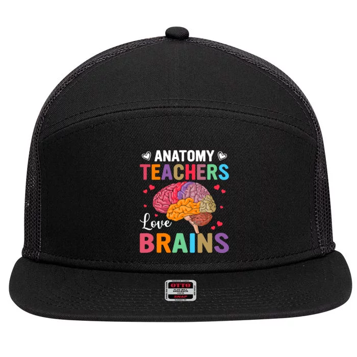 Funny Science Anatomy Teachers Love Brains Anatomy Lover 7 Panel Mesh Trucker Snapback Hat