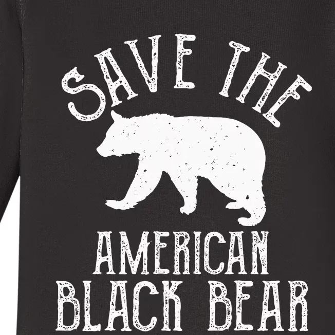 Funny Save American Black Bear Baby Long Sleeve Bodysuit